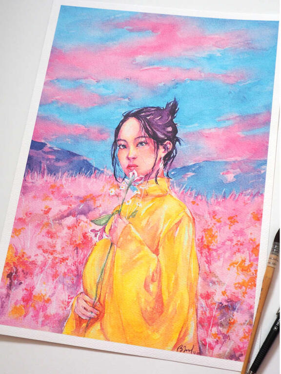 Champs Roses - Impression A3